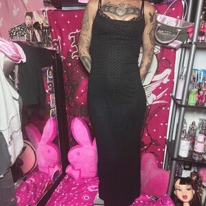 vintage 90’s forever 21 black maxi spaghetti strap dress size large RUNS SMALL!
